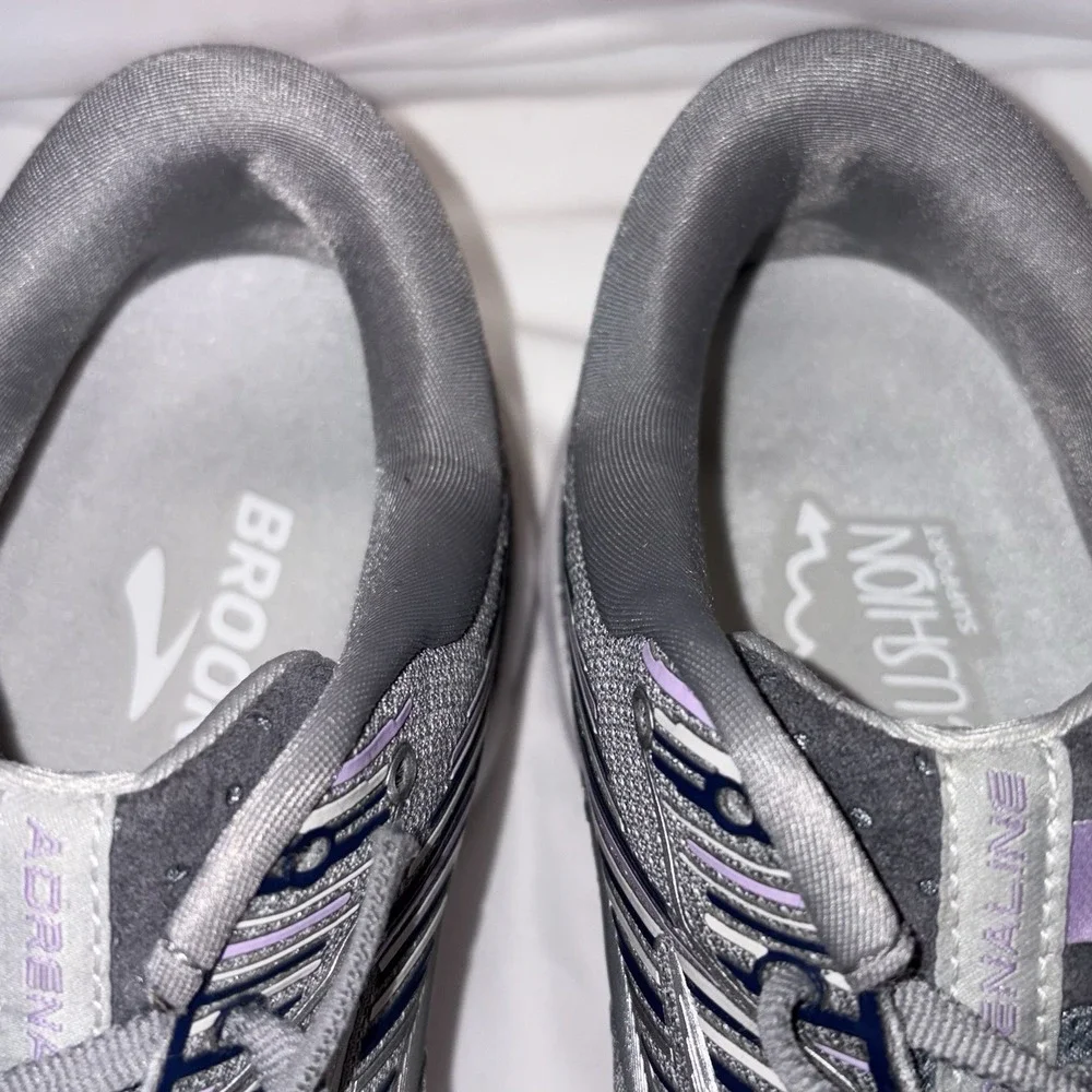 Brooks Adrenaline GTS 19 Shoes Womens 9.5 B Gray Purple‎ Running Sneaker Support